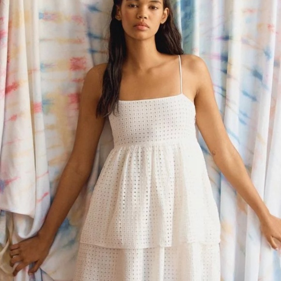Urban Outfitters Dresses & Skirts - UO Katrina Eyelet Tiered Ruffle Mini Dress